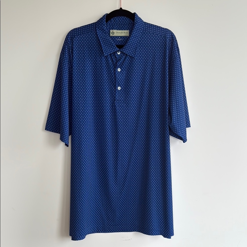Donald Ross Microprint Polo Shirt – XL – Blue Performance Golf Shirt